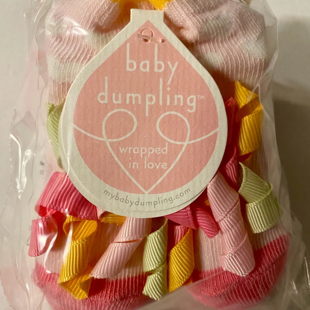 CR Gibson Infant Socks Baby Dumplings hearts ribbons coming home outfit girl